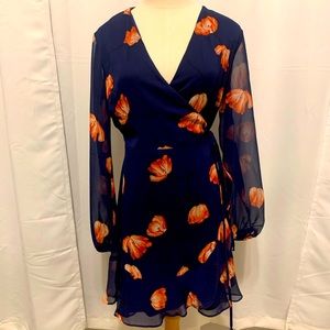 All In Favor floral wrap mini dress